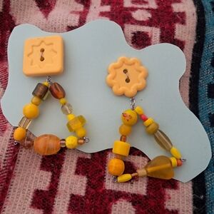 Button And Beads Stud Earrings